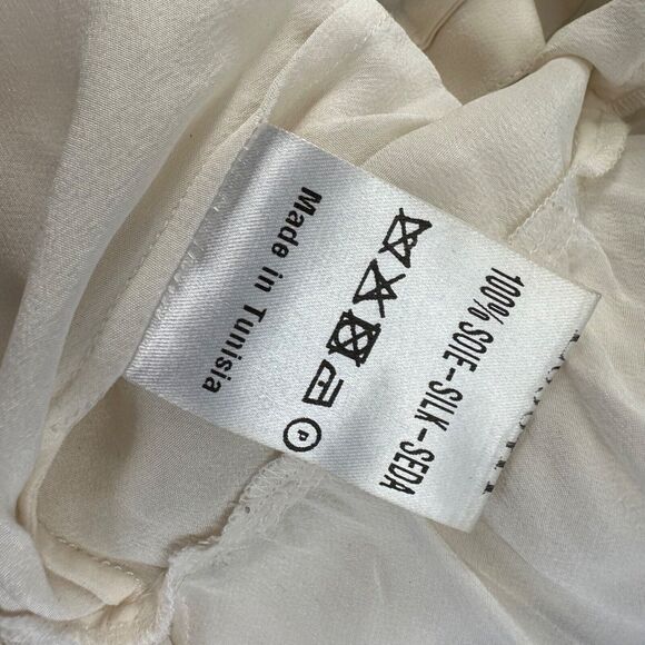 Sandro Silk Zip Back Short Sleeve Sheer Blouse Size 1 - Picture 6 of 6